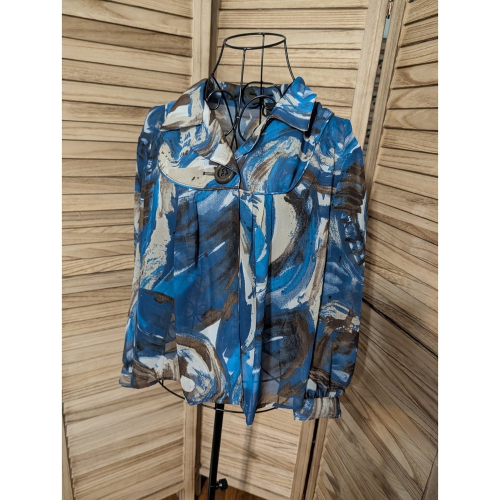 SERENADE New York Blouse Sz XL Button Up Sheer Pleated